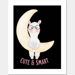 Cute and Smart Cookie Sweet little sleeping llama in glasses cute baby outfit Posters and Art